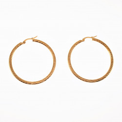 ∅45mm Oorringen Dames - Stalen Goud Kleur - Gestreepte Oorbellen