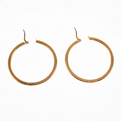 ∅45mm Oorringen Dames - Stalen Goud Kleur - Gestreepte Oorbellen