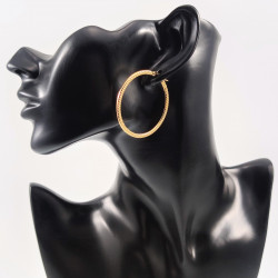 ∅45mm Oorringen Dames - Stalen Goud Kleur - Gestreepte Oorbellen