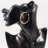 ∅45mm Oorringen Dames - Stalen Goud Kleur - Gestreepte Oorbellen