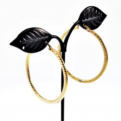 ∅45mm Oorringen Dames - Stalen Goud Kleur - Gestreepte Oorbellen