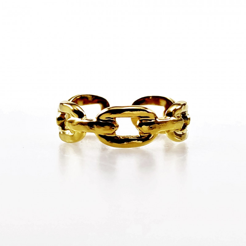 Schakel Ring Dames - Stalen Goud Kleur - Verstelbaar Ring