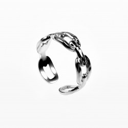 Schakel Ring Dames - Stalen Zilver Kleur - Verstelbaar Ring