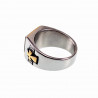 Zegelring Heren - Stalen Zilverkleur en Goudkleur - Ring met Onyx Steen en Kruisjes