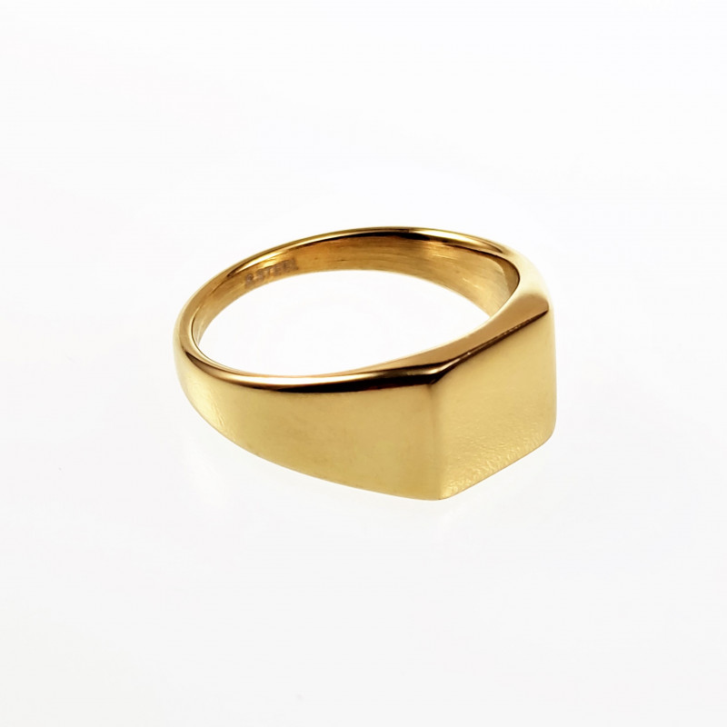 Smalle Zegelring Dames en Heren - Stalen Goud Kleur - Unisex Ring Smalle Zegelring Dames en Heren - Stalen Goud Kleur - Unisex Ring