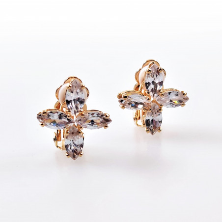 Kruisvormige Clip-on Oorbellen Kristallen Rosé Gold Plating Oorclips