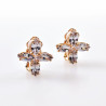 Kruisvormige Clip-on Oorbellen met Kristallen - Rosé Gold Plating - Oorclips Dames