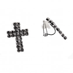 Kruis Clip-on Oorbellen Dames - Zilverkleur - Oorclips met Zirkonias