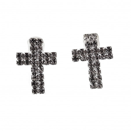 Kruis Clip-on Oorbellen Dames - Zilver Kleur - Oorclips met Zirkonias