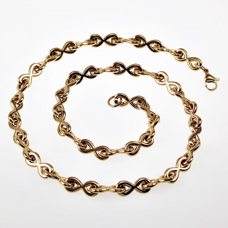 56cm x 8,5mm Halsketting Dames - Oneindigheids Ketting - Stalen Goudkleur - Infinity Schakelketting