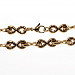 23cm x 8,5mm Infinity Armband Dames - Stalen Goudkleur - Oneindigheids Symbool - Schakelarmband