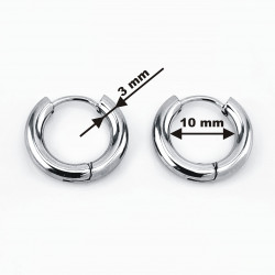 ∅10mm x 3mm Oorringen - Stalen Zilver Kleur - Ronde Oorbellen