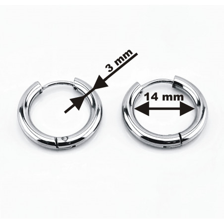 ∅14mm x 3mm Oorringen - Stalen Zilver Kleur - Ronde Oorbellen