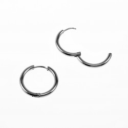 Ø14mm x 2,5mm Oorringen Unisex - Stalen Zilverkleur - Ronde Oorbellen