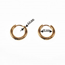 ∅10mm x 2,5mm Oorringen Unisex - Stalen Goud Kleur - Ronde Oorbellen
