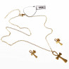 Ketting + Ankh-Kruishanger + Ankh-Oorbellen Dames Stalen Goud Kleur