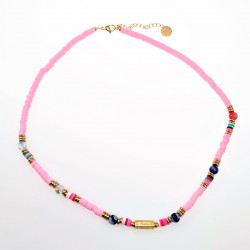 Polymeerklei Ketting Dames Roze Halsketting  Stalen Boho-Stijl