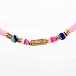 Polymeerklei Ketting Dames Roze Halsketting  Stalen Boho-Stijl