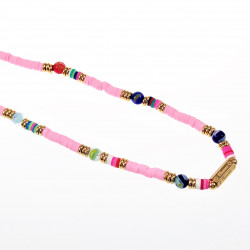 Polymeerklei Ketting Dames Roze Halsketting  Stalen Boho-Stijl