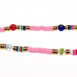 Polymeerklei Ketting Dames Roze Halsketting  Stalen Boho-Stijl