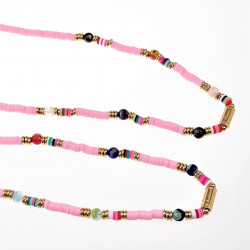 Polymeerklei Ketting Dames Roze Halsketting  Stalen Boho-Stijl