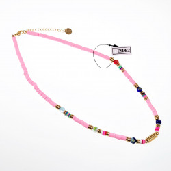 Polymeerklei Ketting Dames Roze Halsketting  Stalen Boho-Stijl