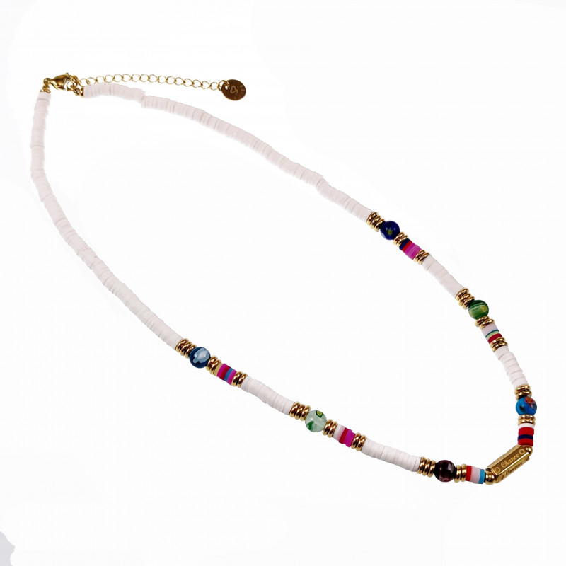 Polymeerklei Ketting Dames Witte Halsketting Stalen Boho-Stijl Polymeerklei Ketting Dames Witte Halsketting Stalen Boho-Stijl