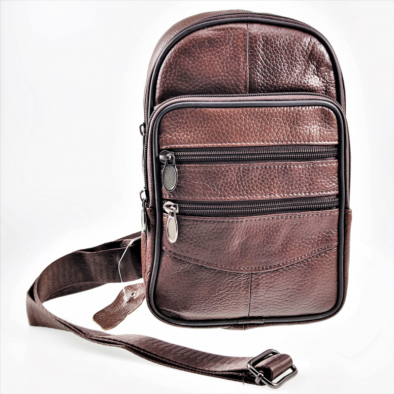 Kwik kleinhandel Sportman Crossbody Tas Dames Heren Bruin Leren Rechterhand Zijtas Vakantie Tasje  Kleur Bruin