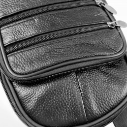 Vintage Crossbody Tas Dames en Heren - Zwart Leren - Rechterhand Zijtas - Vakantie Tasje