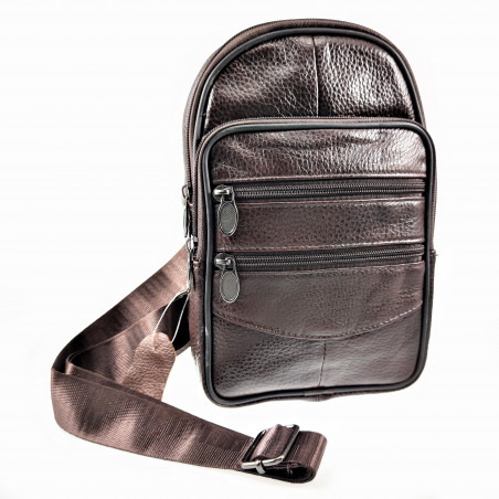 Crossbody Tas Dames Heren Donkerbruin Leren Rechterhand Zijtas Tasje