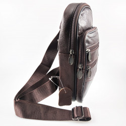 Crossbody Tas Dames Heren Donkerbruin Leren Rechterhand Zijtas Tasje
