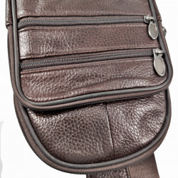 Crossbody Tas Dames Heren Donkerbruin Leren Rechterhand Zijtas Tasje