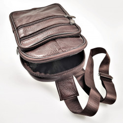 Crossbody Tas Dames Heren Donkerbruin Leren Rechterhand Zijtas Tasje