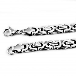 60cm x 6,5mm Platte Koningsketting Heren - Stalen Zilverkleur - Schakelketting