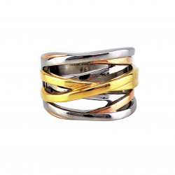 Multicolor Brede Ring Dames - Roestvrij Stalen - 8 Ringen-Effect
