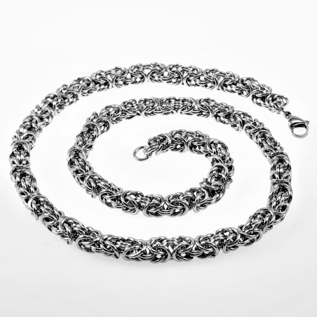 60cm x 8mm Byzantijnse Ketting Heren - Roestvrij Stalen Zilver Kleur - Koningsketting