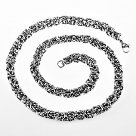 60cm x 8mm Byzantijnse Ketting Heren - Roestvrij Stalen Zilver Kleur - Koningsketting
