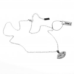 Sieraden Set - Lip Halsketting - Stalen Zilverkleur - Ketting met Hanger Dames