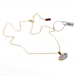 Sieraden Set - Lip Halsketting - Stalen Goudkleur - Ketting met Hanger Dames