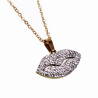 Sieraden Set - Lip Halsketting - Stalen Goudkleur - Ketting met Hanger Dames