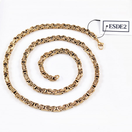 4,5/ 5mm Vierkante Koningsketting Heren - Stalen Schakelketting Goud Kleur