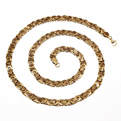 60cm x 7mm Platte Koningsketting Heren - Stalen Goudkleur - Schakelketting