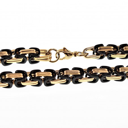 7mm Vierkante Koningsarmband - Stalen Zwarte PVD en Goud Kleur - Schakelarmband