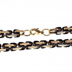 60cm x 5mm Vierkant Koningsketting Heren Stalen Zwarte PVD en Goud