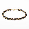 22cm x 5mm Vierkant Koningsarmband Heren - Stalen Zwart PVD en Goudkleur - Schakelarmband