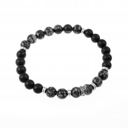 Natuursteen Kralen Armband - Sneeuwvlok Obsidiaan - Onxy - Armband Unisex - Dames - Heren