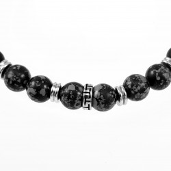 Natuursteen Kralen Armband - Sneeuwvlok Obsidiaan - Onxy - Armband Unisex - Dames - Heren