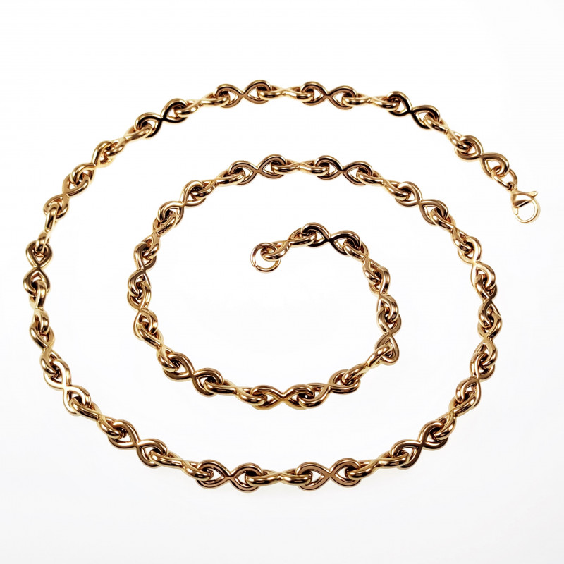55cm x 6mm Halsketting Dames - Oneindigheids Ketting - Stalen Goudkleur - Infinity Schakelketting