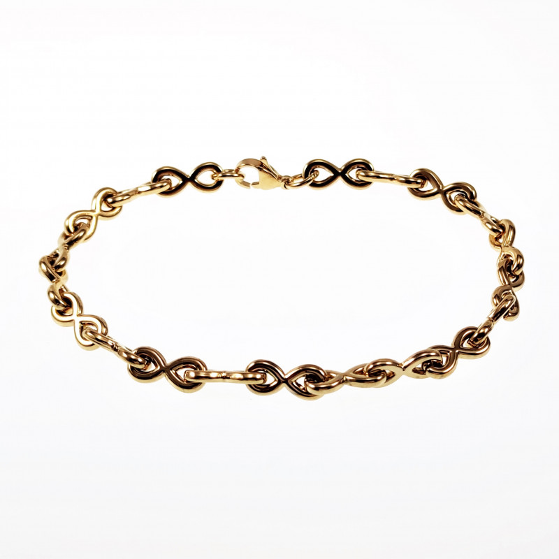 22cm x 6mm Infinity Armband Dames - Stalen Goudkleur - Oneindigheids Symbool - Schakelarmband