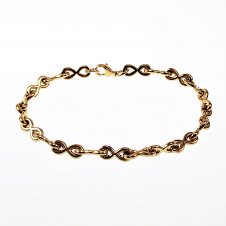 22cm x 6mm Infinity Armband Dames - Stalen Goud Kleur - Oneindigheids Symbool - Schakelarmband